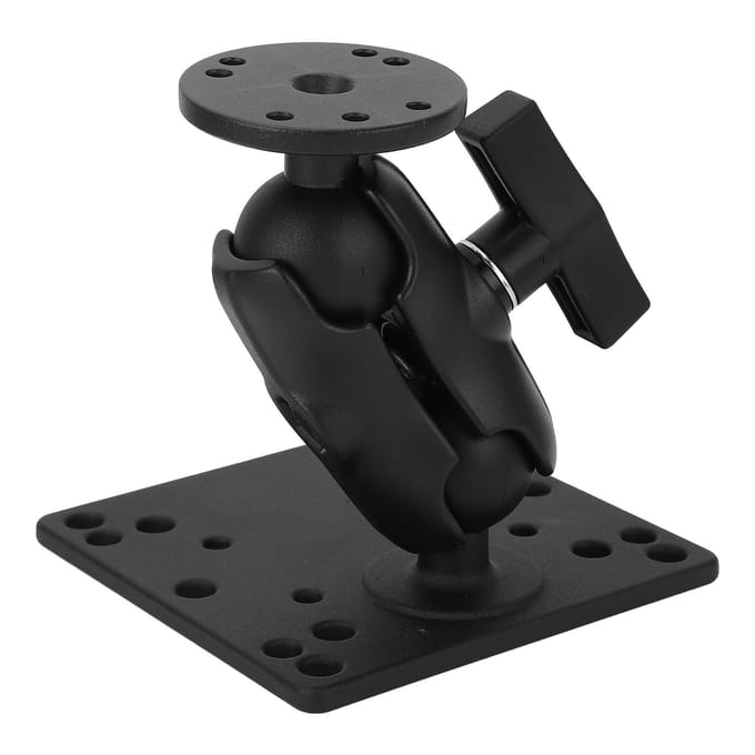 Support à double rotule en alliage d'aluminium, bras robuste à double douille avec adaptateur de rotule taille C de 1,5 pouce pour véhicule, camion, bateau black
