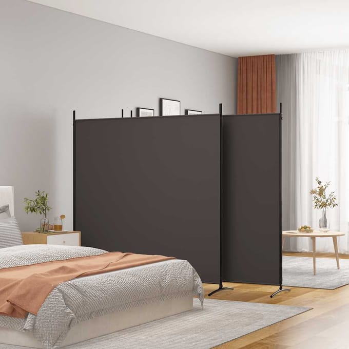 vidaXL - Kamerscherm - met - 4 - panelen - 698x180 - cm - stof - bruin