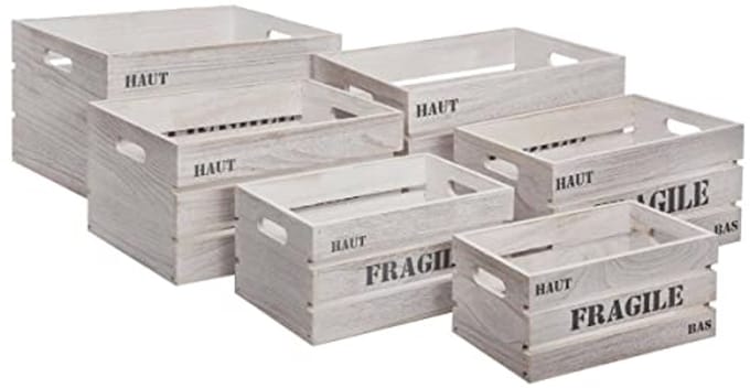 Houten kisten set van 6 - Perfect voor opslag en decoratie