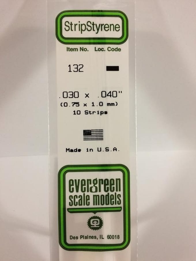 Evergreen Modelbouwdecoratie - 132 Strip 0,8mmX1,0mmX35cm - 10 stuks Styreen