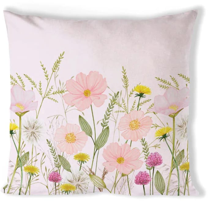 Ambiente Kussenhoes 40 x 40 cm, Pastel Bloemen Roze
