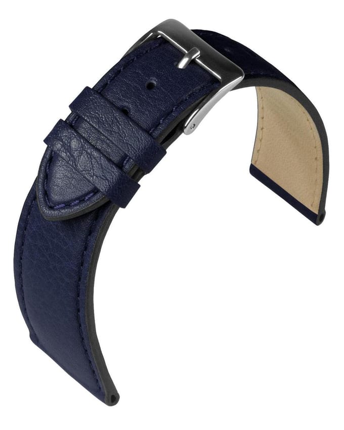 EULIT horlogeband - leer - 18 mm - blauw - metalen gesp