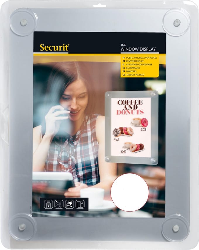 Securit® dubbelzijdige A4-posterlijst met venster, grijs