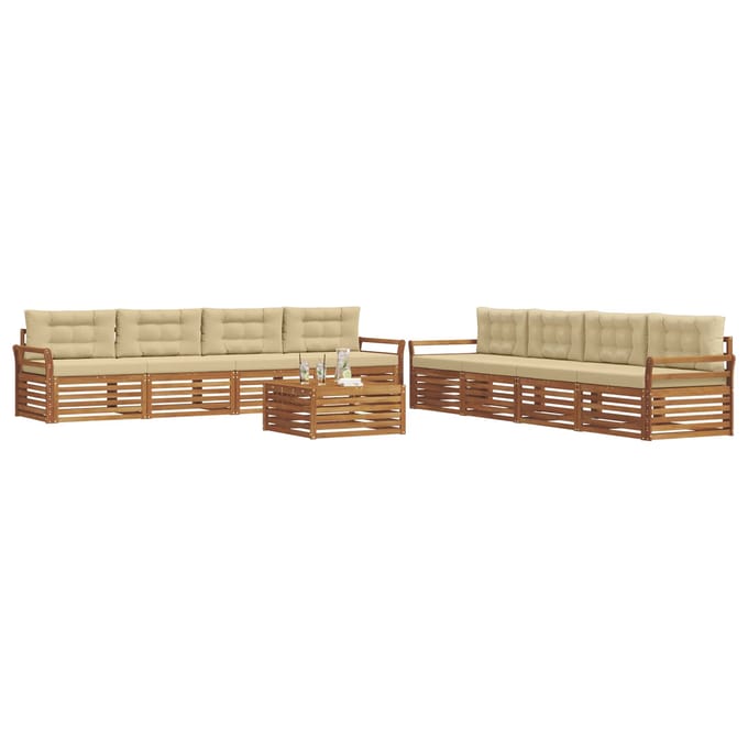 vidaXL - Buiten - bank - set - 9 - st - Natuurlijk - en - Beige