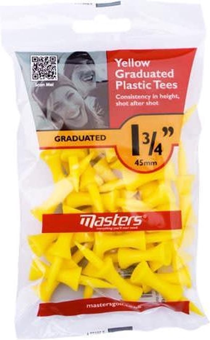 Masters 30 Plastic Tees Graduated Geel 45mm