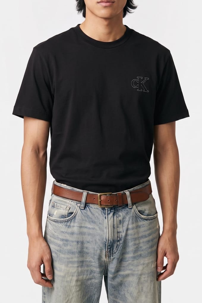 Calvin Klein Ss 30s Jersey Easy Monogram Tee Black Taglia: L | Magliette basic Outlet | Uomo | Nero