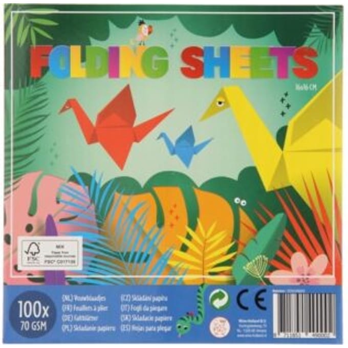 Vouwblaadjes Jungle Thema 12×12 cm – 100 vel – 5 kleuren