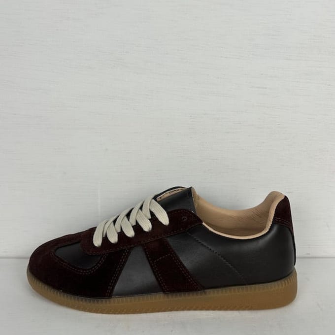 Gave sneakers met lage retrozool donkerbruin Bruin / 41