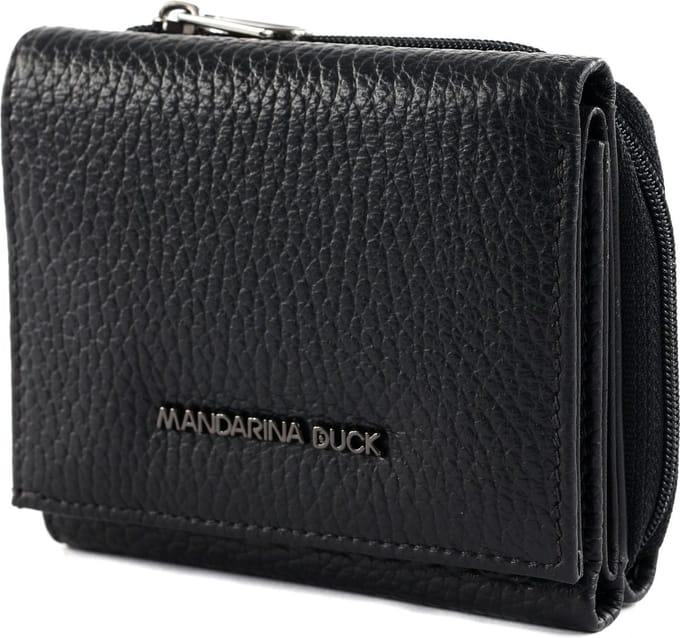 MANDARINA DUCK Leren Portemonnee Mellow Wallet Nero Zwart