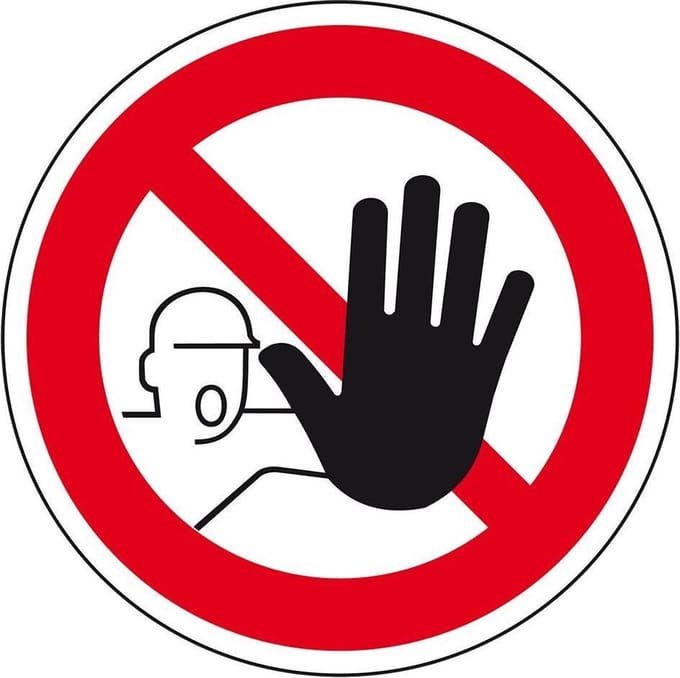 Verboden toegang voor onbevoegden sticker, ISO 7010 100 mm