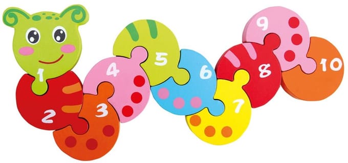 cijfer puzzel Regenworm met cijfers BINO