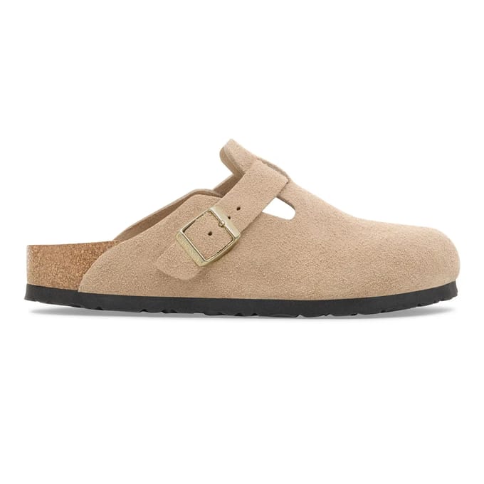 birkenstock - BOSTON BS SUEDE - Dames slippers - Kleur: Wit/beige - Maat: 42