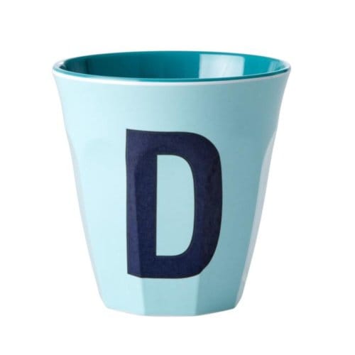 Rice melamine beker medium letter d mint