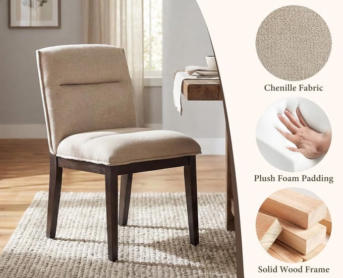 Eetkamerstoelen Set van 4 – Chenille – Met Armleuningen – Industrohome