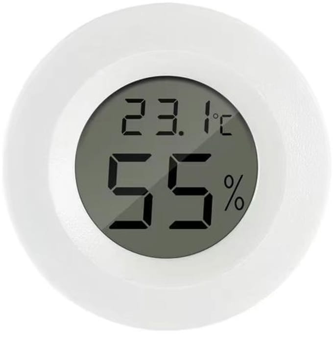 Mini digitale LCD-thermometer, hygrometer, ronde reptielenverblijfthermometer en hygrometer (wit)