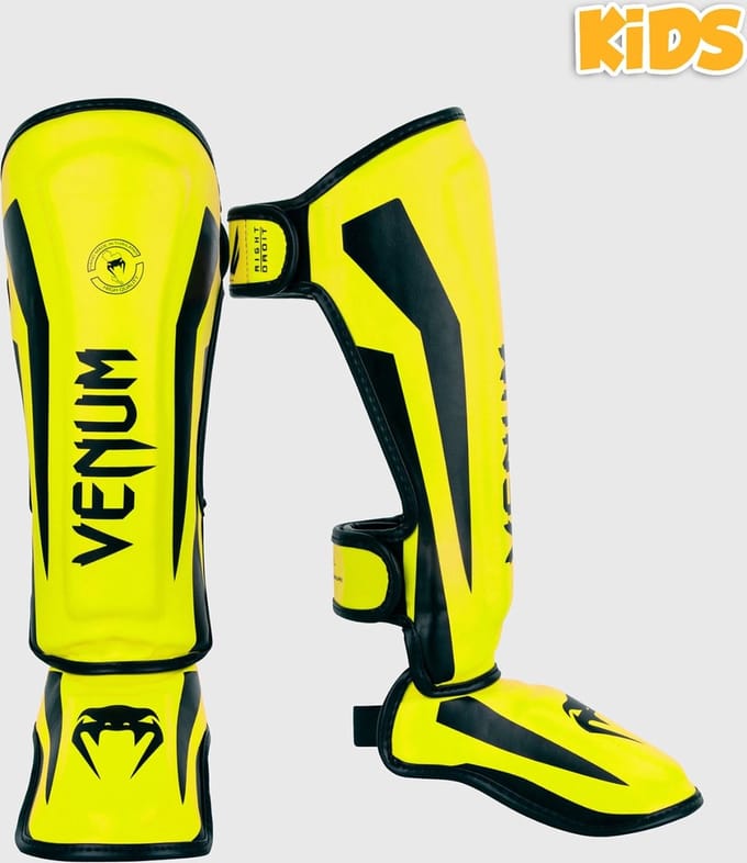 Venum Elite Kids Kinder Scheenbeschermers Geel Zwart - M