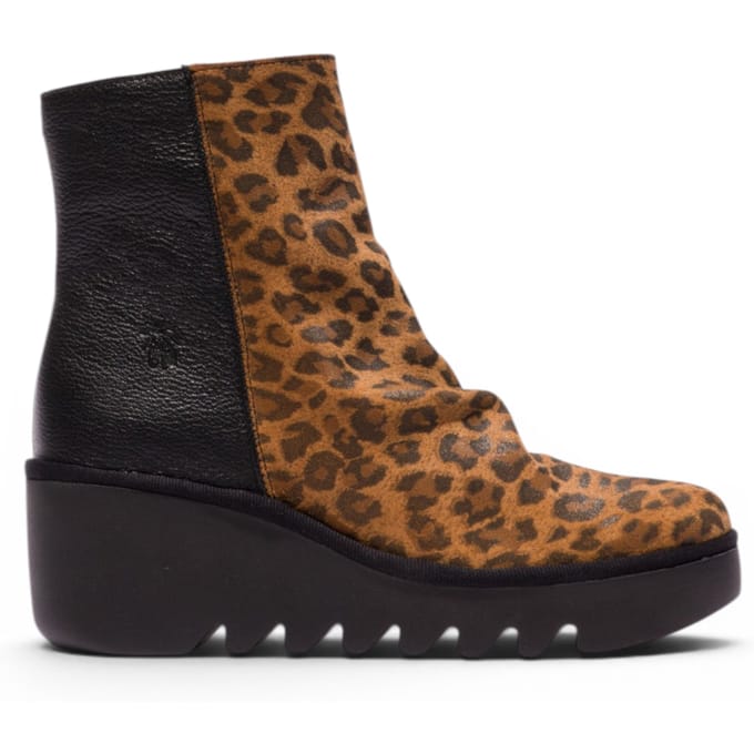 Fly London vrouwen Black Tan Suède Leren Sleufhak Platform Enkellaarzen - BAAN538