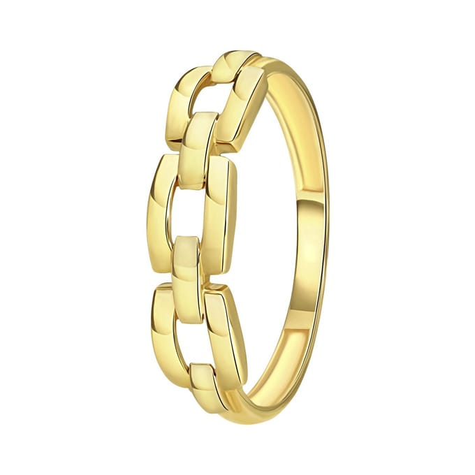Lucardi Dames Ring gourmetschakel - Ring - Cadeau - 14 Karaat Goud - Geelgoud