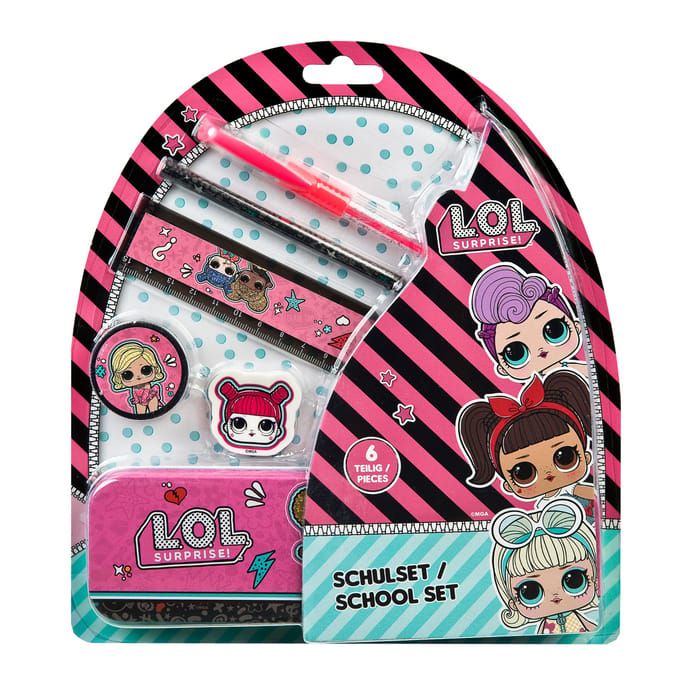L.O.L Surprise schoolset met etui en schrijfwaren - 6-delig.