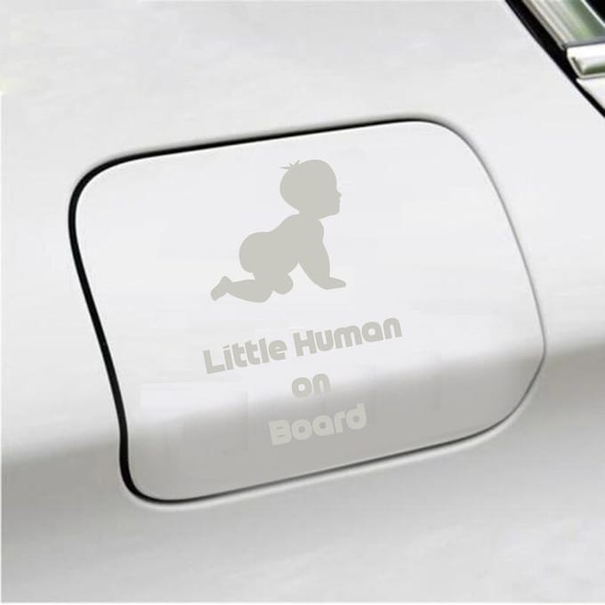 Bumpersticker - Little Human On Board - 10 X 15 - Zilver