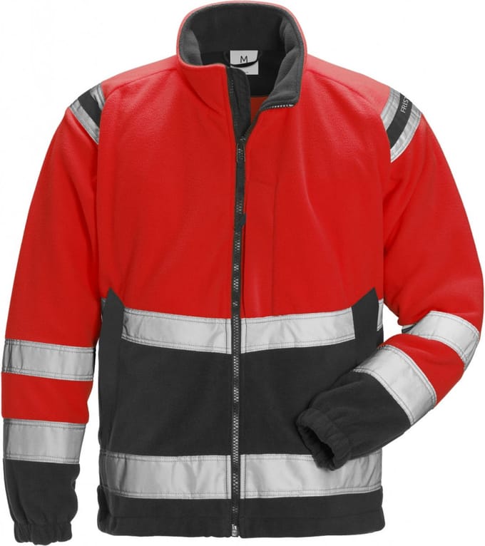 Fristads Hi Vis Fleecejack Winddicht Klasse 3 4041 Fe - Hi-Vis rood/zwart - L