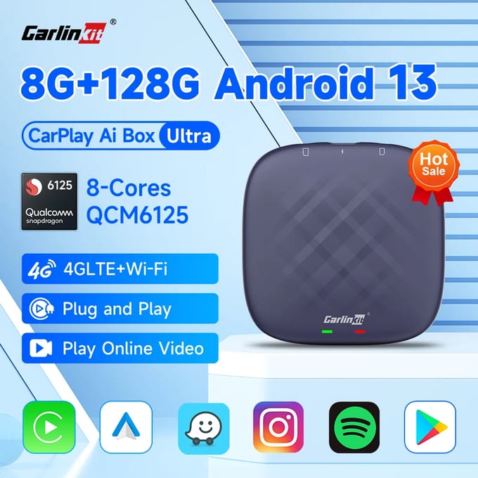 Android 13 CarlinKit Android Auto Draadloze CarPlay AI TV Box QCM6125 8-Core Split Screen 64G 128G Voor Netflix YouTube Play Store