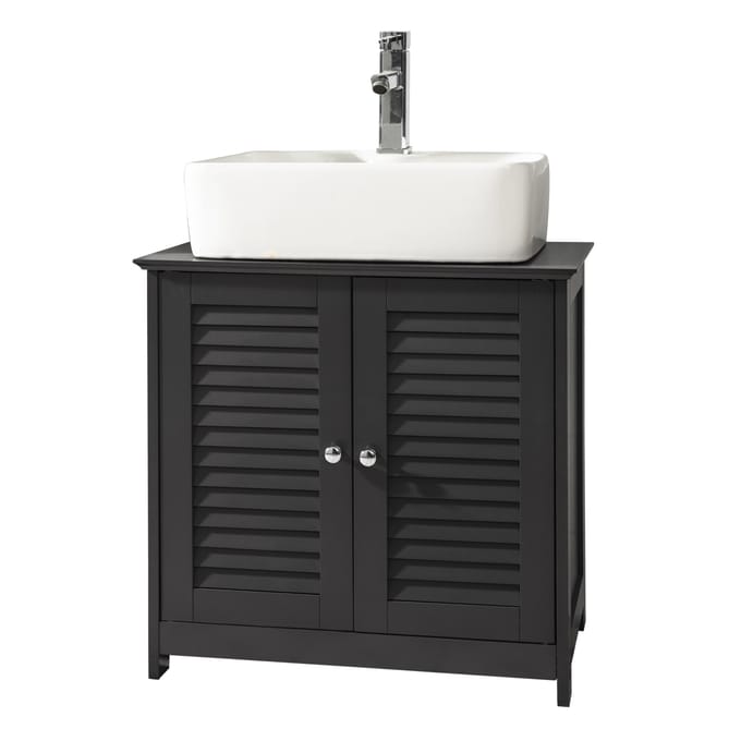 SoBuy Wastafelkastje – 2 Deuren, Verstelbare Plank – 60 x 35 x 58 cm – Grijs