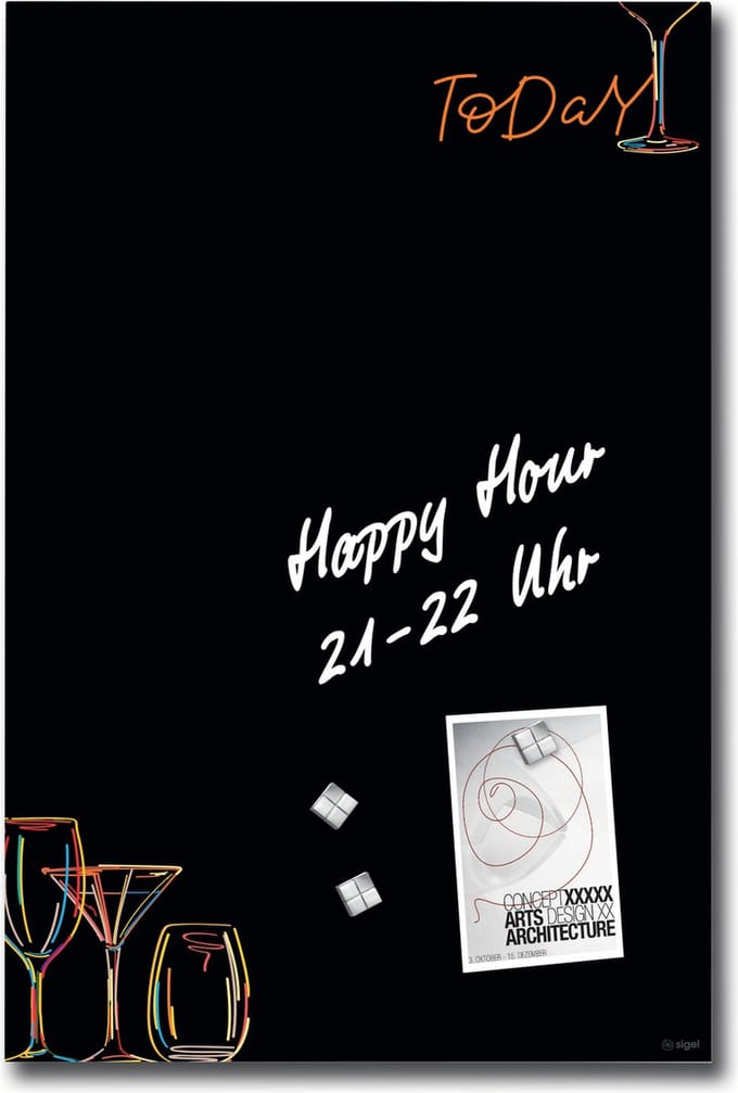 Sigel glasmagneetbord Artverum 40x60cm zwart Drinks