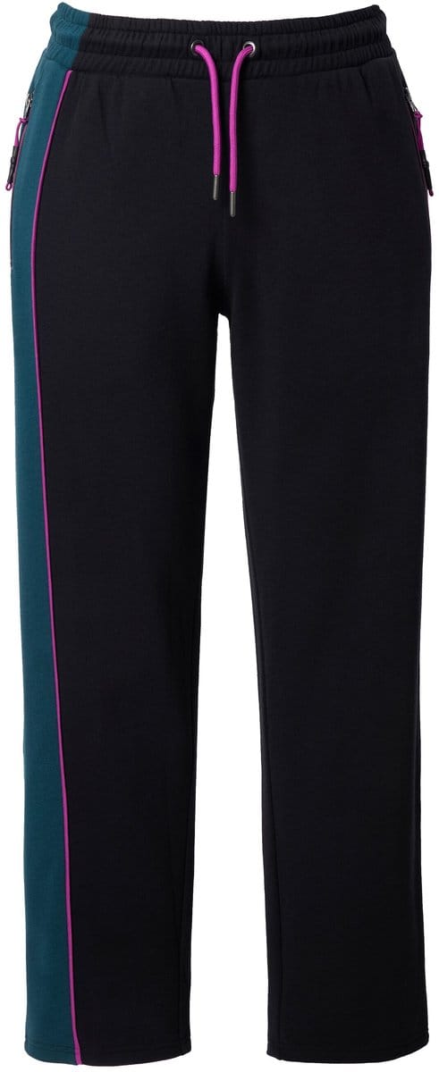 Ulla Popken - Dames - Joggingbroek colorblocking ritszakken - Zwart - Maat 42+