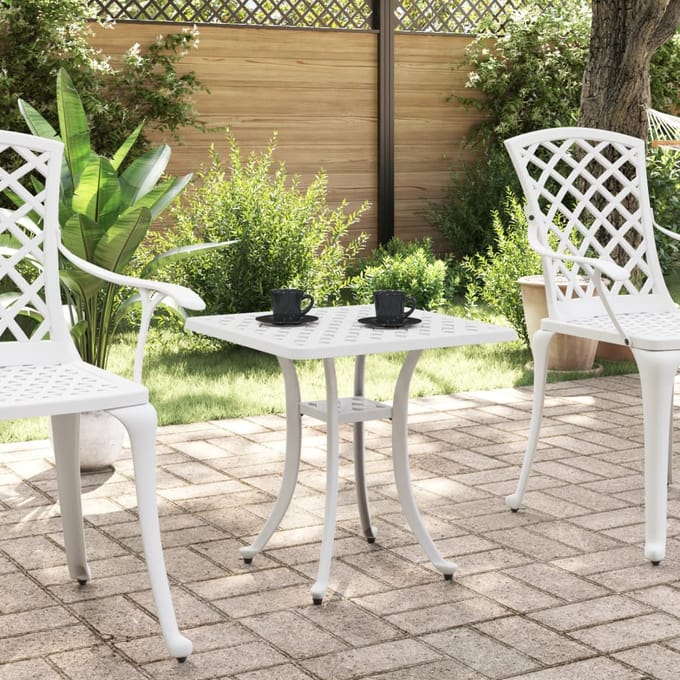 vidaXL - Tuintafel - 53x53x53 - cm - gietaluminium - wit