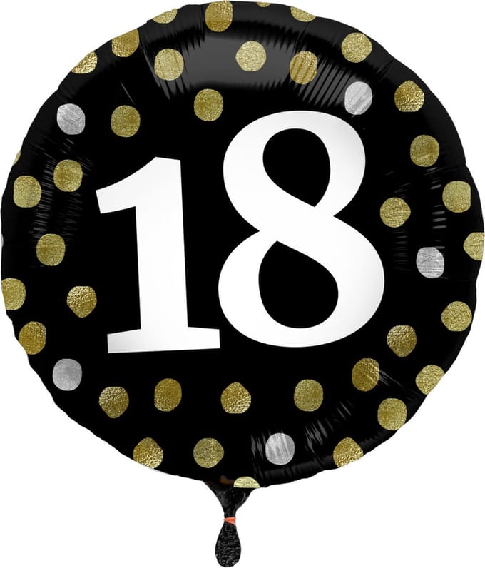 Folat - Folieballon Glossy Black 18 jaar - 45 cm