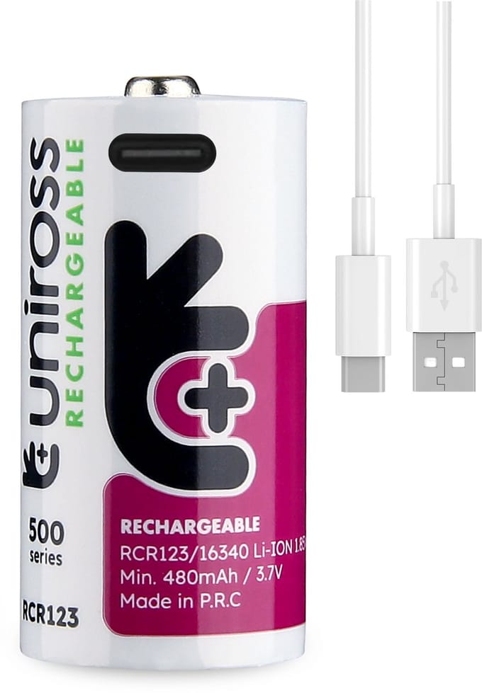 Uniross Rechargeable Lithium CR123A USB-C 1.5V 1 pack