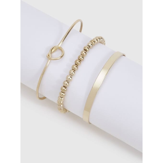 boohoo Dames Knoop Bangle Armband 3-delige set | Goud