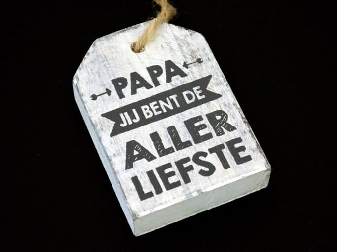 Hanger Papa jij bent de allerliefste - 9x7 cm - antique white
