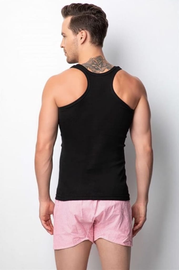 3 pack-Heren Halterhemd-Onderhemd Heren-Singlet Heren-Zwart-maat M