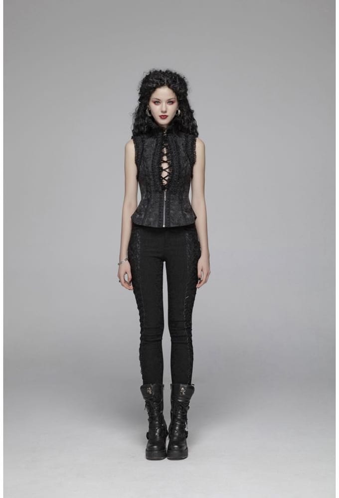Punk Rave - Adelaide Mouwloze top - L - Zwart