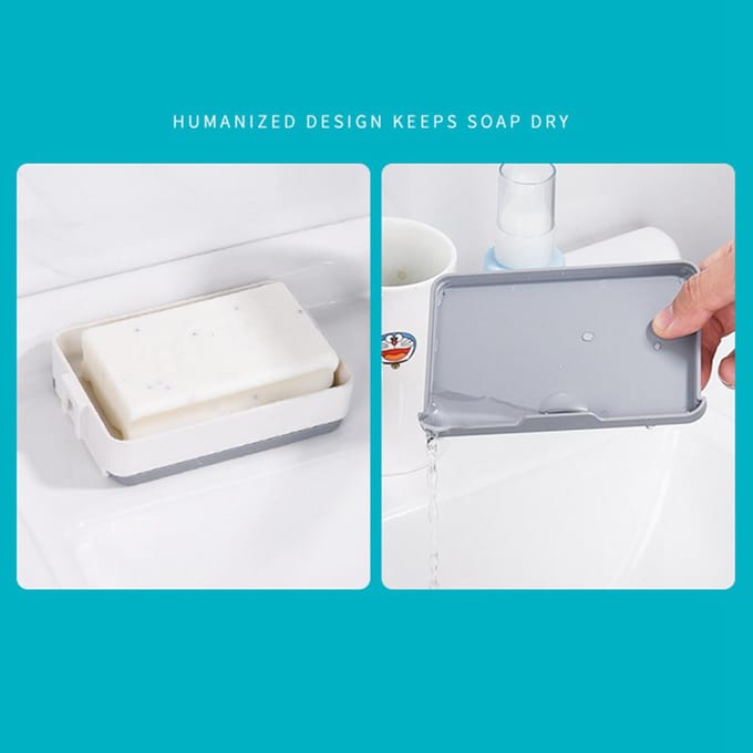 Draaibare Wandmontage Zeepdoos 3 Lagen HIPS Ponsvrij Draaibare Zeepcontainer Schaal voor white
