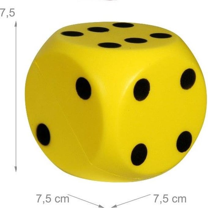 Johntoy Foam Dobbelsteen 7,5cm - Geel