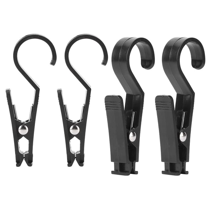 4 stuks Tent Tarp Haak Clips Multifunctioneel Draagbare Ophangbare Tarp Haak Clip voor Buitenactiviteit black