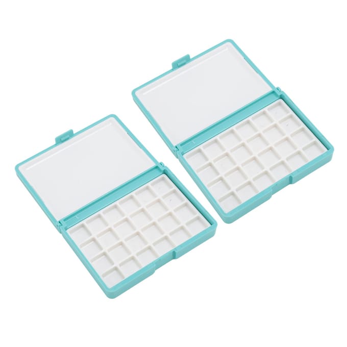 2 Stuks Draagbare Aquarel Doos Afneembaar Makkelijk Schoon te Maken Compact Mini Aquarel Palet Doos voor white