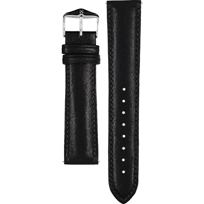 Hirsch Horlogeband -  Merino Zwart - Leer - 20mm