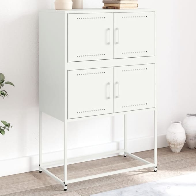 vidaXL - Dressoir - 68,5x38,5x107 - cm - staal - wit