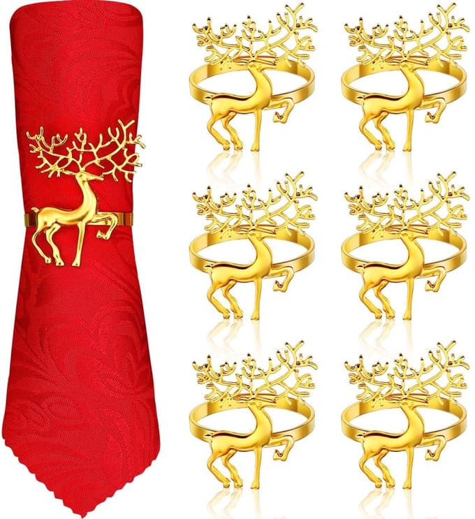 Cuhostki 6 Stuks - Servetringen Goud Tafeldecoratie Tafelaccessoire Bruiloft Ramadan