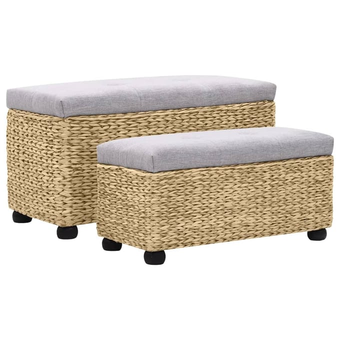 Vidaxl Ensemble de 2 Bancs en Herbe Marine, Gris