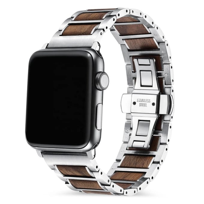Apple Watch-bandje - walnotenhout en staal 38-41 mm
