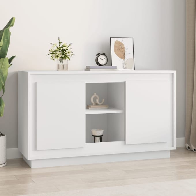 vidaXL - Dressoir - 102x35x60 - cm - bewerkt - hout - wit