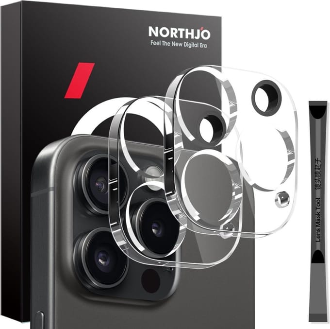 NORTHJO Camera Lens Protector - Geschikt voor iPhone 16 Pro / Pro Max Camera Lens Protector - NORTHJO 9H Tempered Glass Duo-Pack - Transparant