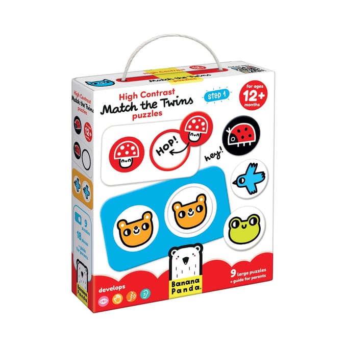 Banana Panda Hoog contrast puzzel Zoek de tweeling 12m+.