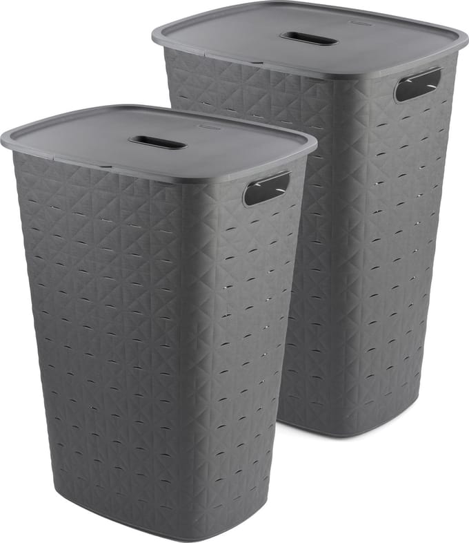 Curver Softex Wasmand met Deksel 56L - 2 stuks - Antraciet