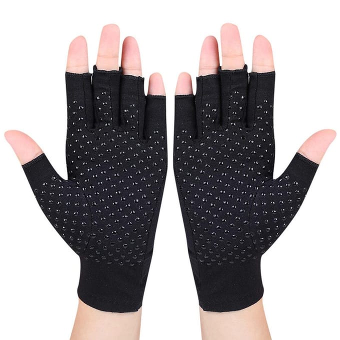 1 paar compressiehandschoenen, halve vingerhandschoenen, antislip handbeschermers L zwart